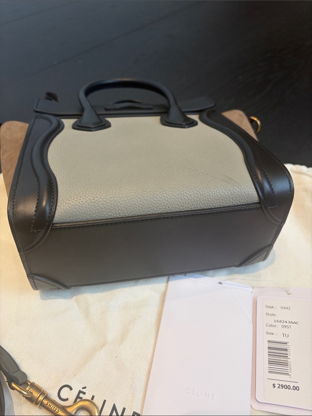 Celine Multicolor Leather Mini Luggage Tote - Black/Ivory/Tan - Picture 3 of 11